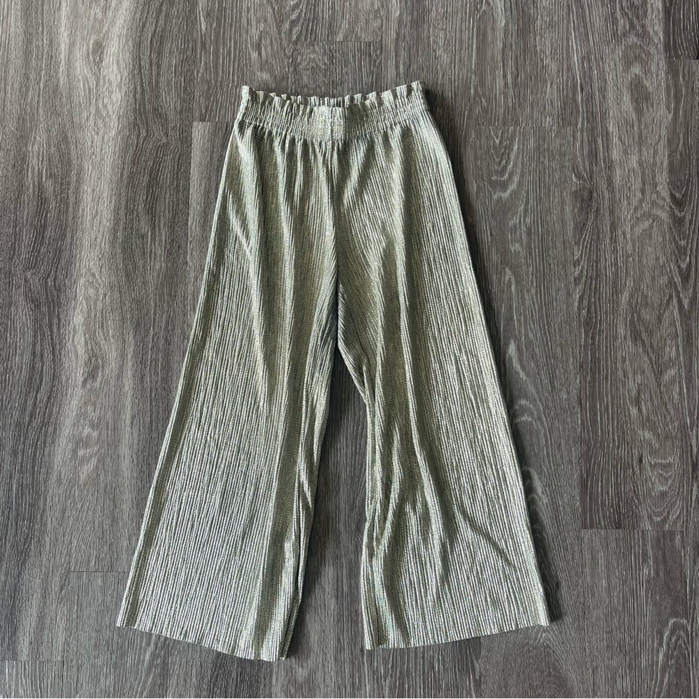 Alice + Olivia Elba Paper Bag Pant | Silver Metallic Size 0/2 - Picture 3 of 6